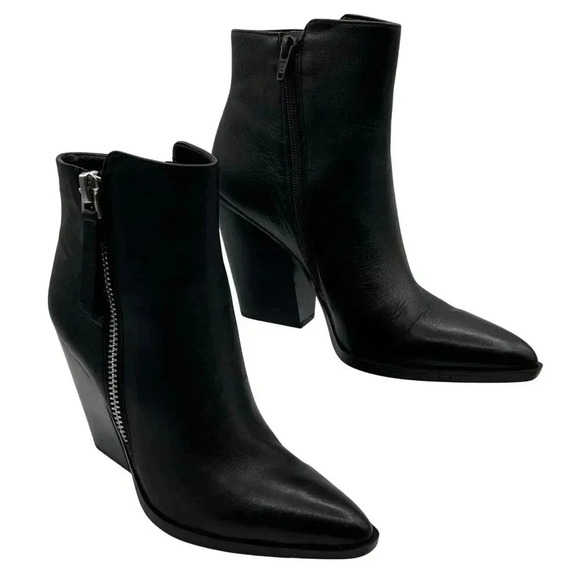 Naturalizer Rooney Womens 7M Booties Black Soft Leather Ankle Zipper Boots - Picture 2 of 15